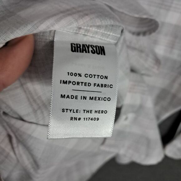 Grayson The Hero Shirt Women XS Gray Linen Plaid‎ Button Down Breathable Gauze - Picture 9 of 11